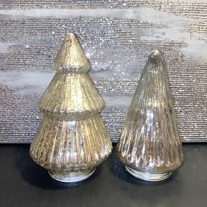Silver Glam Mercury Glass Light Up Christmas Trees